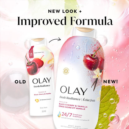 Olay Fresh Radiance Body Wash with Essence of Black Cherry and Vanilla, Vitamin B3 and Antioxidant Blend