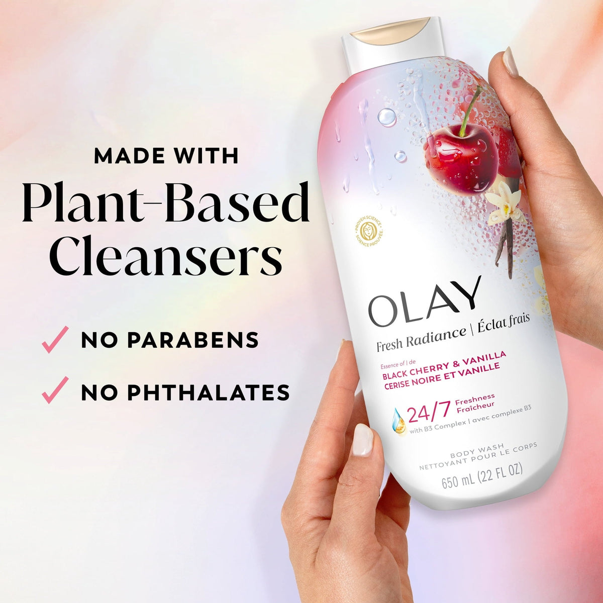 Olay Fresh Radiance Body Wash with Essence of Black Cherry and Vanilla, Vitamin B3 and Antioxidant Blend