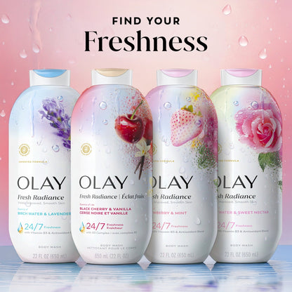 Olay Fresh Radiance Body Wash with Essence of Black Cherry and Vanilla, Vitamin B3 and Antioxidant Blend