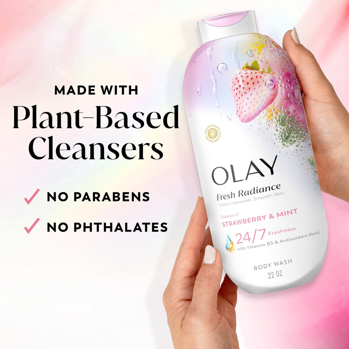 Olay Fresh Radiance Body Wash with Essence of Strawberry and Mint, Vitamin B3 and Antioxidant Blend