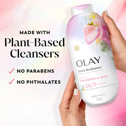 Olay Fresh Radiance Body Wash with Essence of Strawberry and Mint, Vitamin B3 and Antioxidant Blend