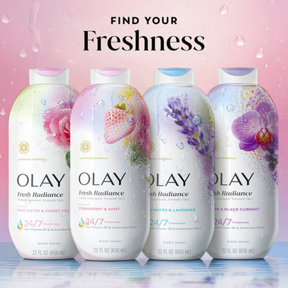 Olay Fresh Radiance Body Wash with Essence of Strawberry and Mint, Vitamin B3 and Antioxidant Blend