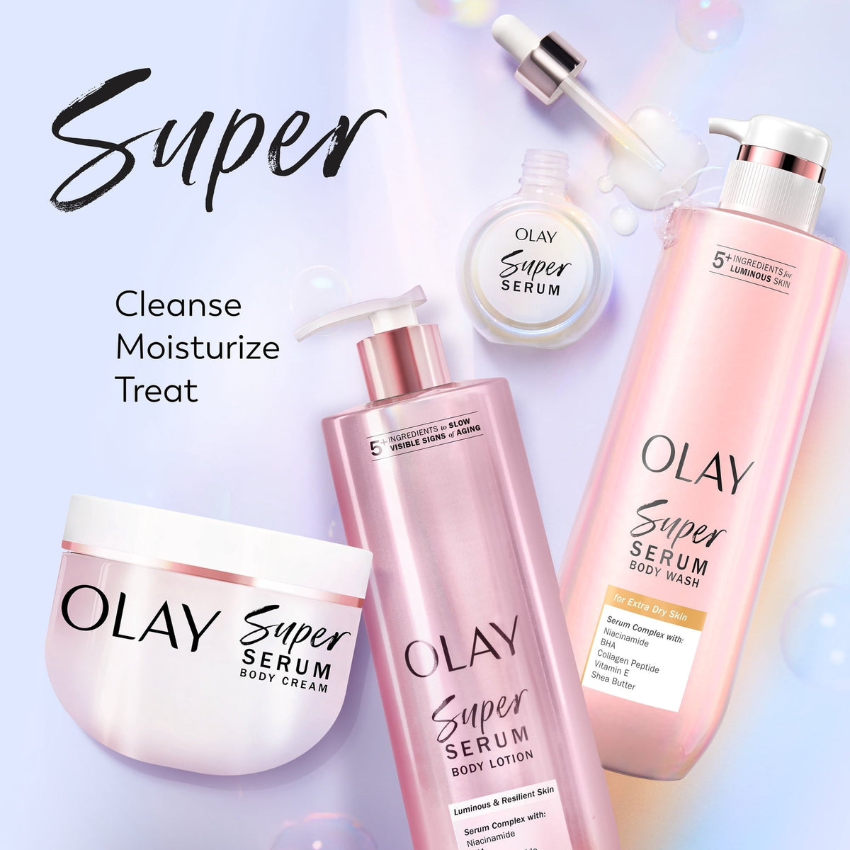 Olay Hydrating Body Wash, Super Serum for Extra Dry Skin, 20 fl oz, for Luminous Skin