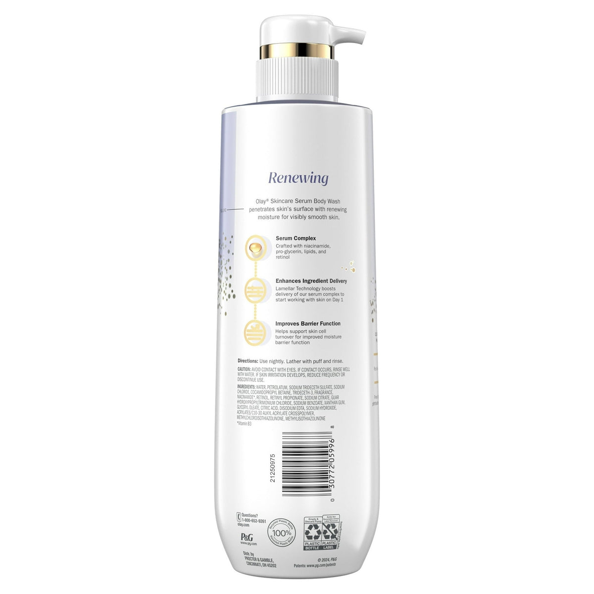 Olay Renewing Body Wash for Women, Nighttime, Retinol, 20 fl oz