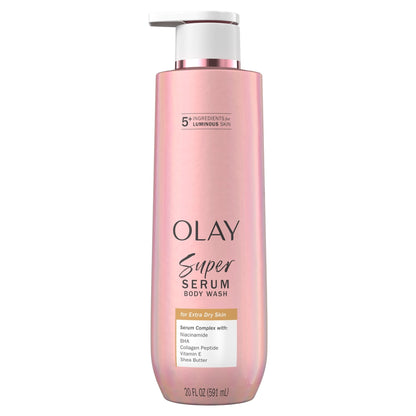 Olay Super Serum Body Wash for Extra Dry Skin, 20 fl oz, Serum Complex for Luminous Skin