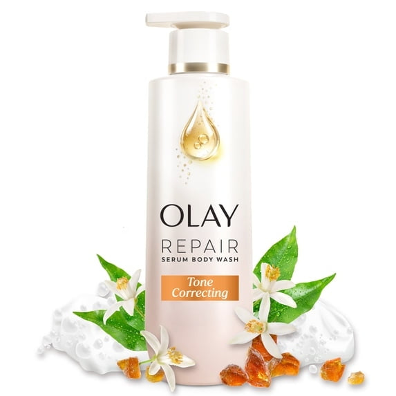 Olay Tone Correcting Repair Serum Body Wash, Triple Complex with Repair Lipids, Vitamin B3 + C and BHA, 20 fl oz