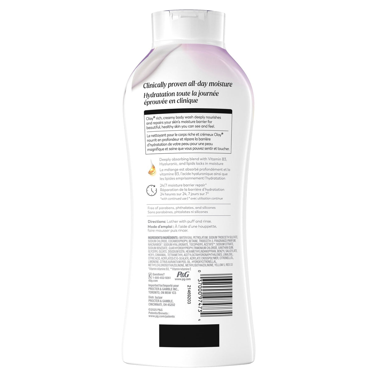 Olay Ultra Moisture Body Wash, Age Defy Body Wash Vitamin B3 & Hyaluronic, 22 FL OZ