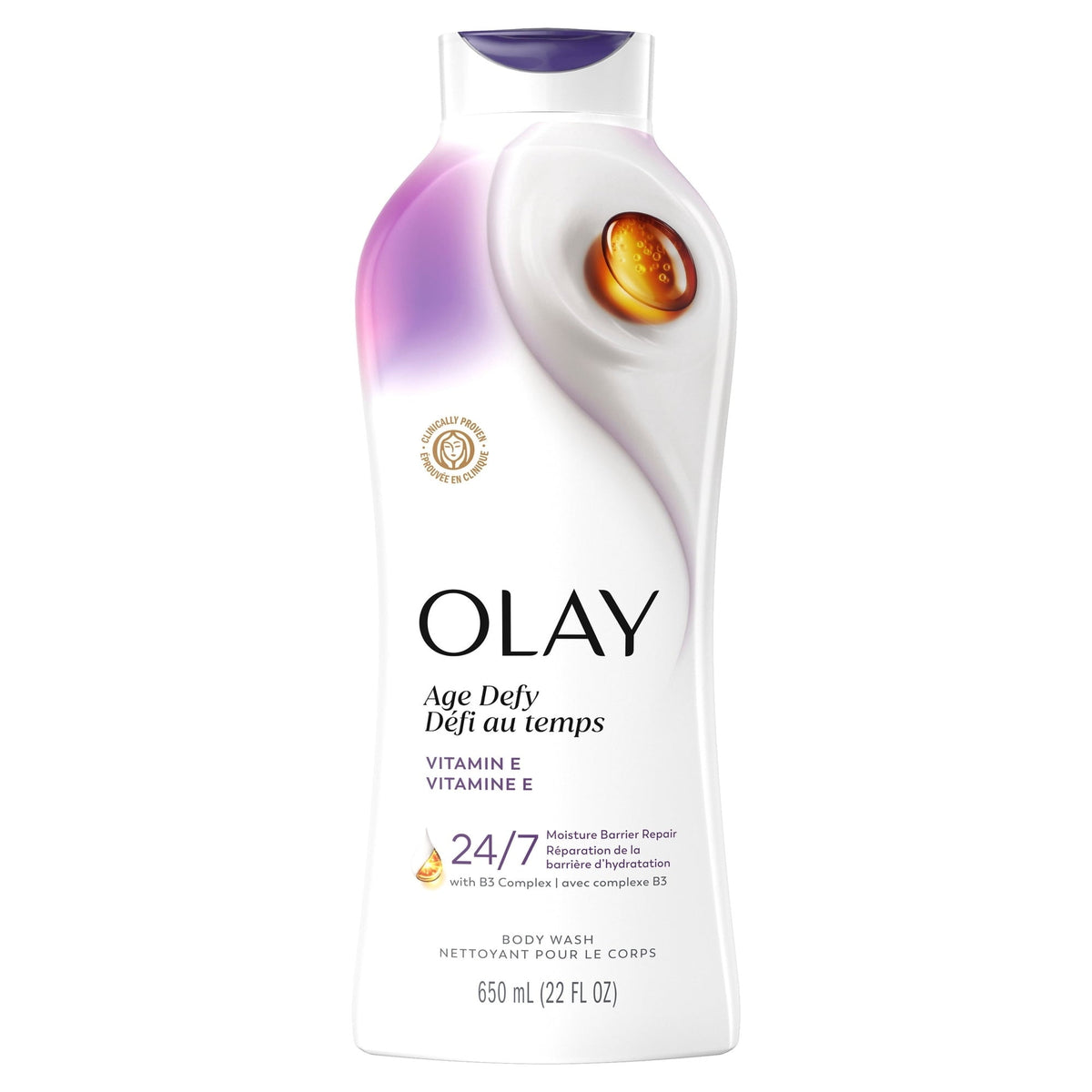 Olay Ultra Moisture Body Wash, Age Defy Body Wash Vitamin B3 & Hyaluronic, 22 FL OZ