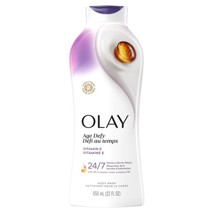 Olay Ultra Moisture Body Wash, Age Defy Body Wash Vitamin B3 & Hyaluronic, 22 FL OZ