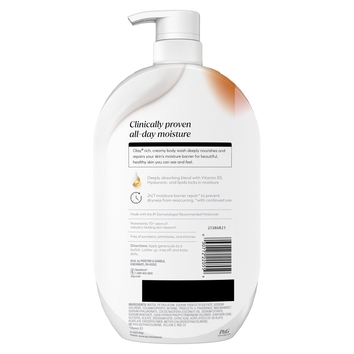 Olay Ultra Moisture Body Wash with Coconut Oil, Vitamin B3 and Hyaluronic Blend, 35oz