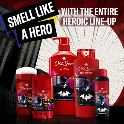 Old Spice Cleansing Body Wash for Men, 24/7 Shower Fresh, 2 in 1 Body and Face Wash, Rich Lather, Batman, Black Cherry and Nightfall Scent, 24oz