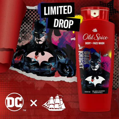 Old Spice Cleansing Body Wash for Men, 24/7 Shower Fresh, 2 in 1 Body and Face Wash, Rich Lather, Batman, Black Cherry and Nightfall Scent, 24oz