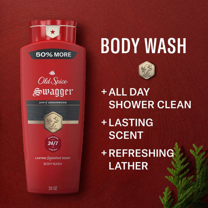 Old Spice Men's Body Wash, Swagger Cedarwood Scent, 24 fl oz