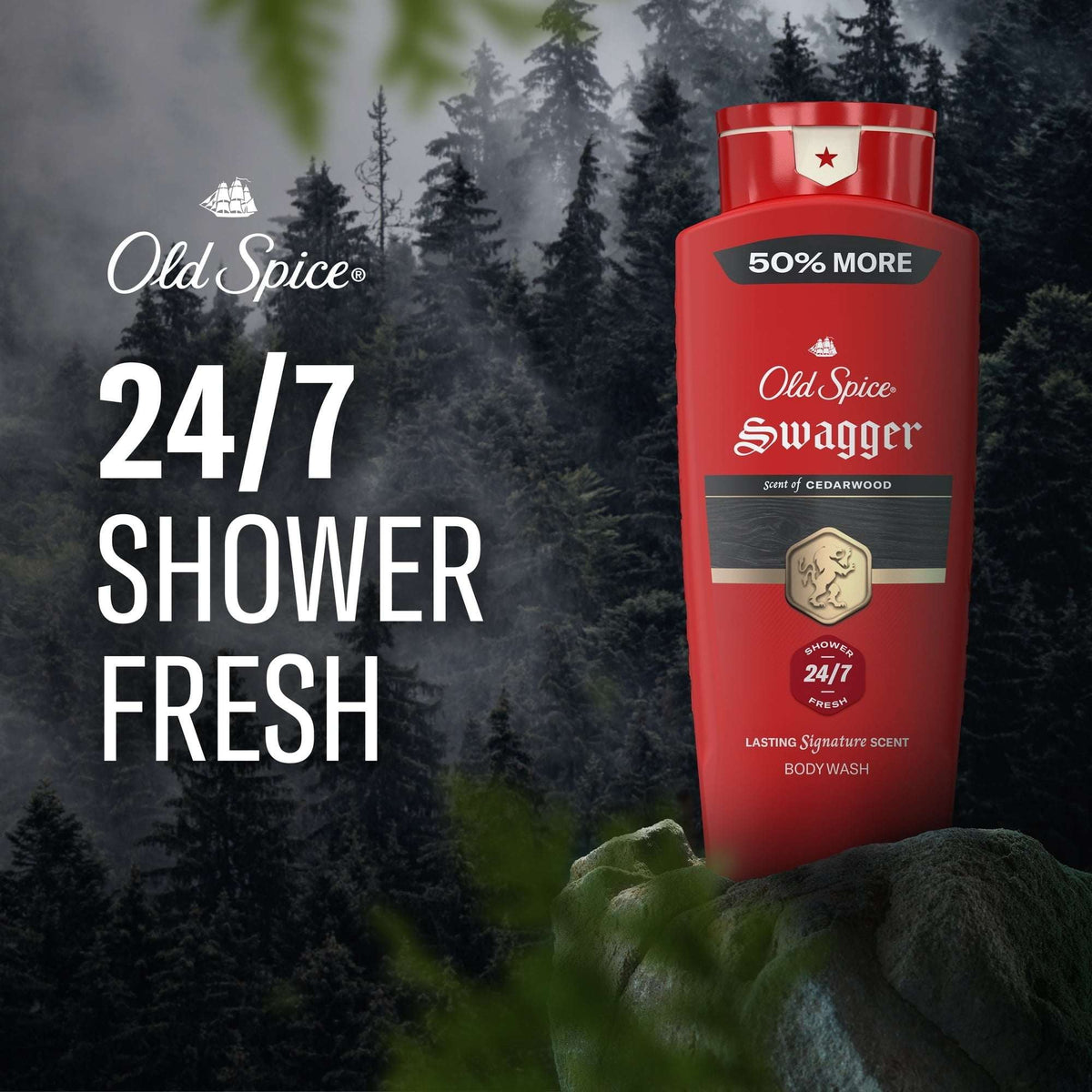 Old Spice Men's Body Wash, Swagger Cedarwood Scent, 24 fl oz