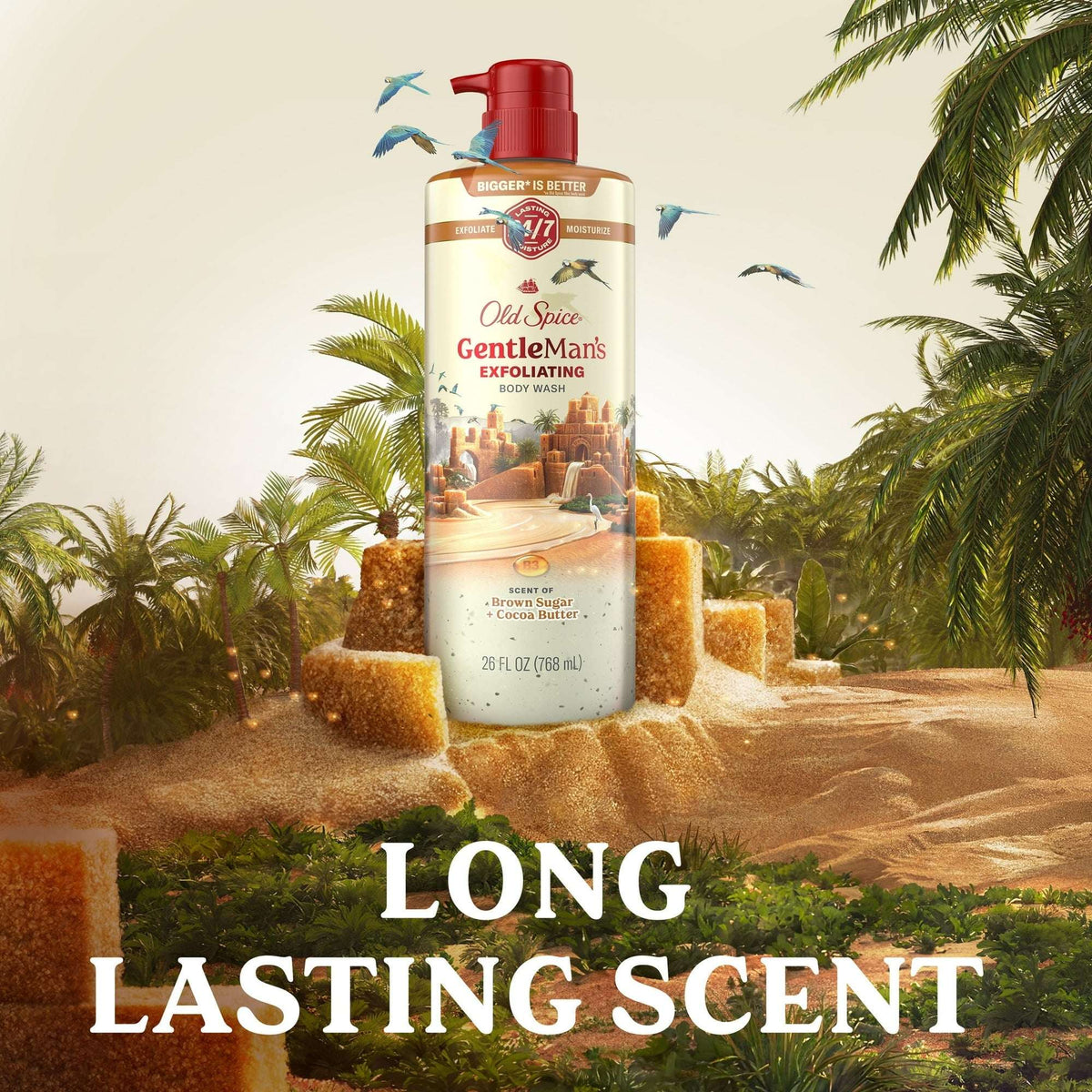 Old Spice Men's Body Wash for Men, Brown Sugar and Cocoa Butter, 24/7 Shower Fresh, 18 oz, Exfoliation + Moisturization, 26oz