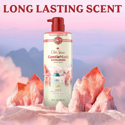 Old Spice Men's Body Wash for Men, Himalayan Sea Salt , 24/7 Shower Fresh, 18 oz, Exfoliation + Moisturization, 26oz