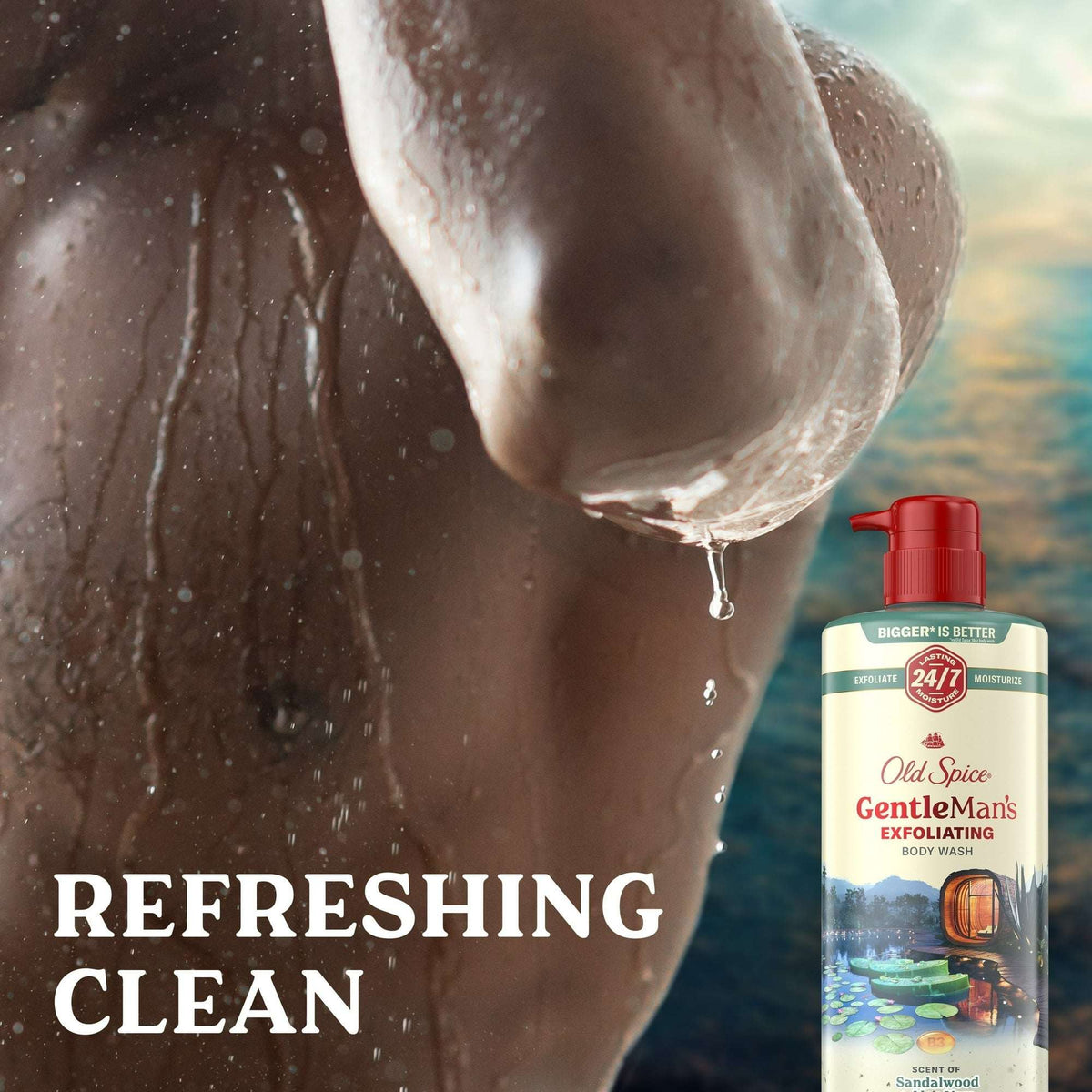 Old Spice Men's Body Wash for Men, Sandalwood and Aloe Vera, 24/7 Shower Fresh, 18 oz, Exfoliation + Moisturization, 26oz