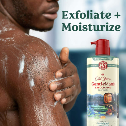 Old Spice Men's Body Wash for Men, Sandalwood and Aloe Vera, 24/7 Shower Fresh, 18 oz, Exfoliation + Moisturization, 26oz