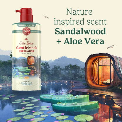 Old Spice Men's Body Wash for Men, Sandalwood and Aloe Vera, 24/7 Shower Fresh, 18 oz, Exfoliation + Moisturization, 26oz