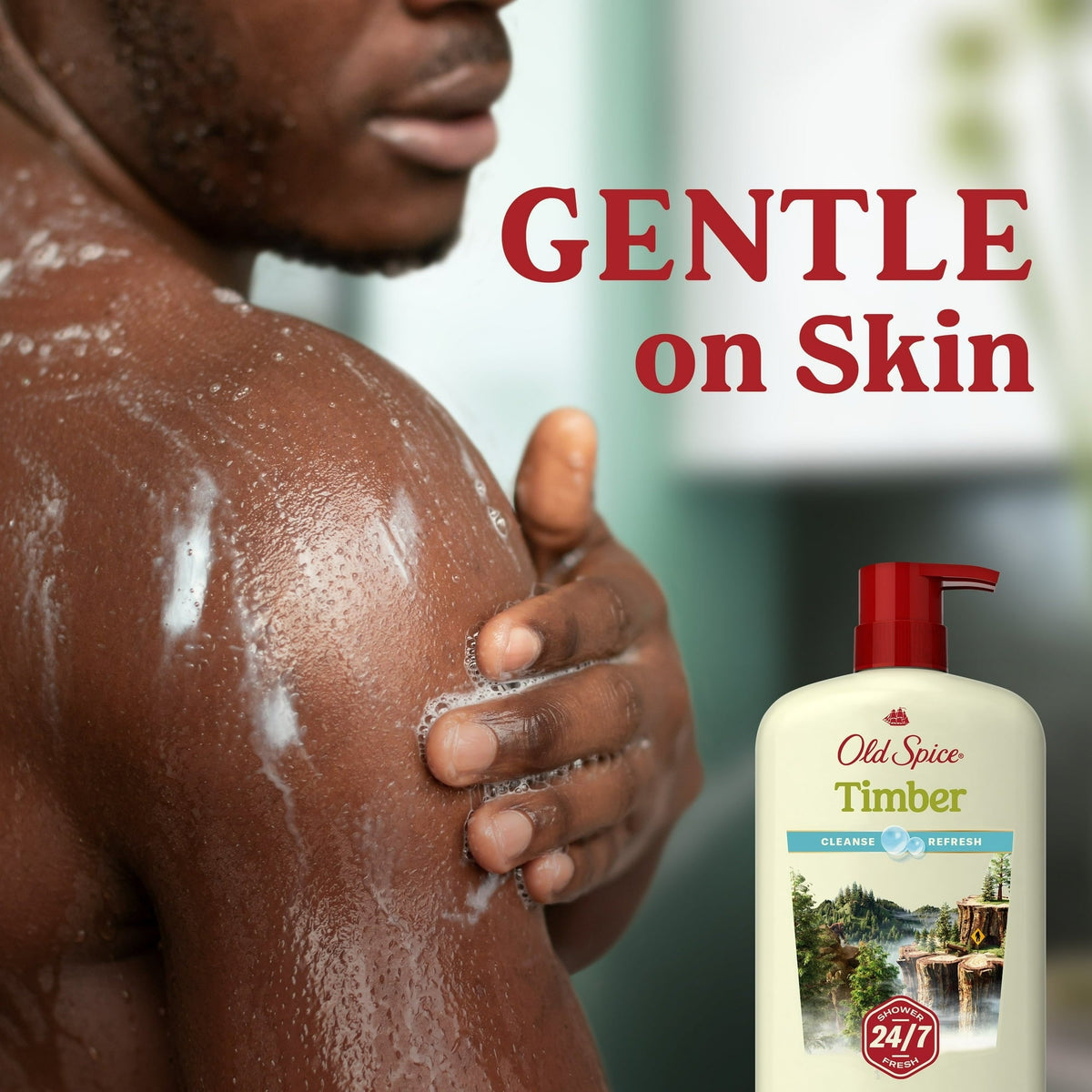 Old Spice Men's Body Wash Timber with Sandalwood, 24/7 Shower Fresh, 30 oz