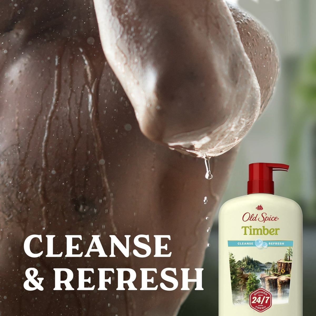 Old Spice Men's Body Wash Timber with Sandalwood, 24/7 Shower Fresh, 30 oz