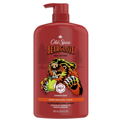 Old Spice Men's Body Wash, Bearglove, Long Lasting Lather, 33.4 fl oz