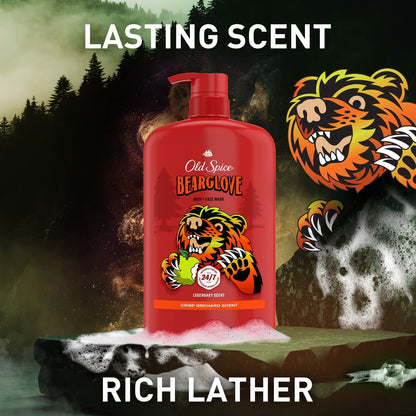 Old Spice Men's Body Wash, Bearglove, Long Lasting Lather, 33.4 fl oz