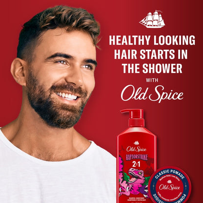 Old Spice Raptorstrike 2in1 Shampoo & Conditioner for Men, Healthy Looking & Clean Hair, 21.9 fl oz (PACK OF 3 )