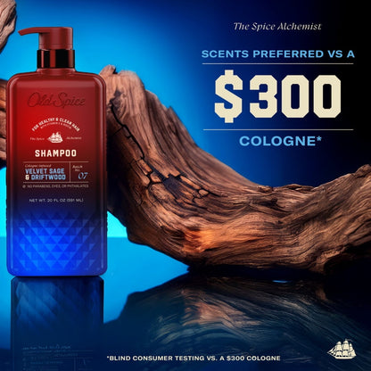 Old Spice Shampoo: The Spice Alchemist, Cologne-Infused Velvet Sage & Driftwood, No Parabens or Phthalates, 21.9 fl oz (PACK OF 3 )