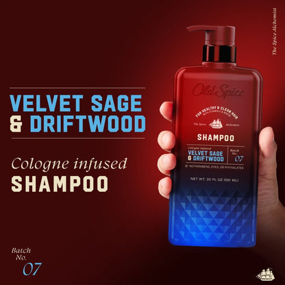 Old Spice Shampoo: The Spice Alchemist, Cologne-Infused Velvet Sage & Driftwood, No Parabens or Phthalates, 21.9 fl oz (PACK OF 3 )
