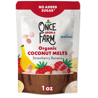 Once Upon a Farm Organic Coconut Melts, Strawberry Banana, 1oz Bag