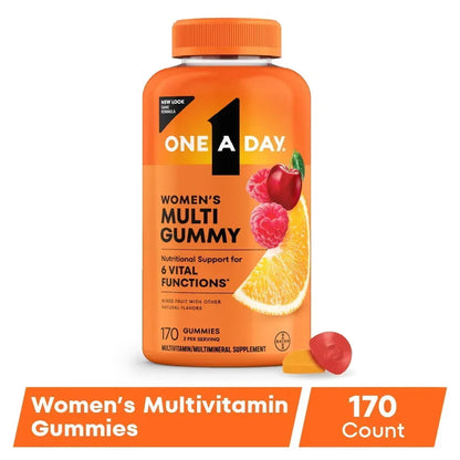 One A Day Womens Multivitamin Gummy with B Vitamins, Biotin, Skin Health Support 80 Count