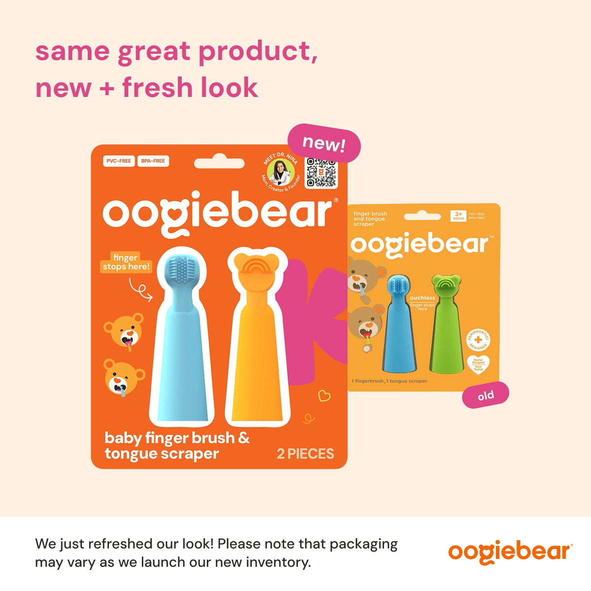 Oogiebear Baby Manual Toothbrush and Tongue Scraper – Finger Brush for Newborns and Infants, Silicone bristles, BPA-Free Dental Kit