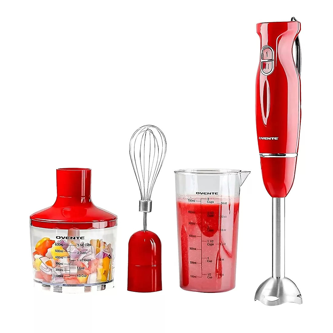 Ovente All-in-1 Immersion Hand Blender Set - Food Processor & Whisk Set