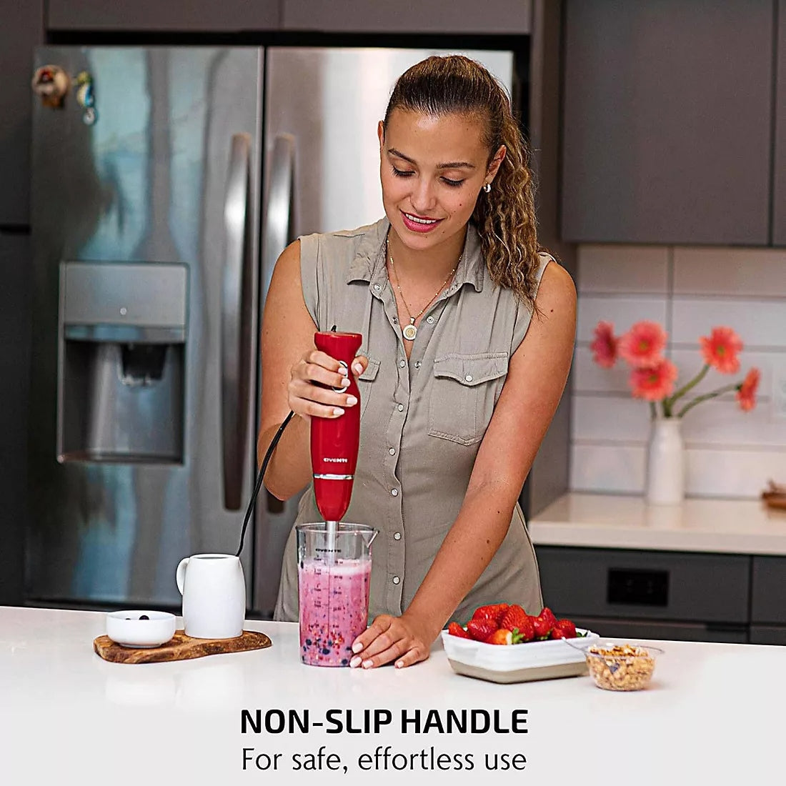 Ovente All-in-1 Immersion Hand Blender Set - Food Processor & Whisk Set