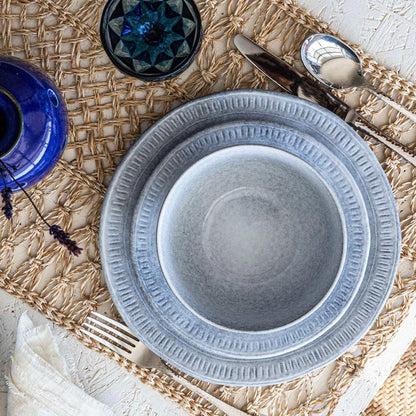 Over&back 12-Piece Ridge Rim Stoneware Dinnerware Set
