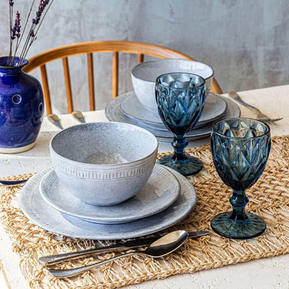 Over&back 12-Piece Ridge Rim Stoneware Dinnerware Set