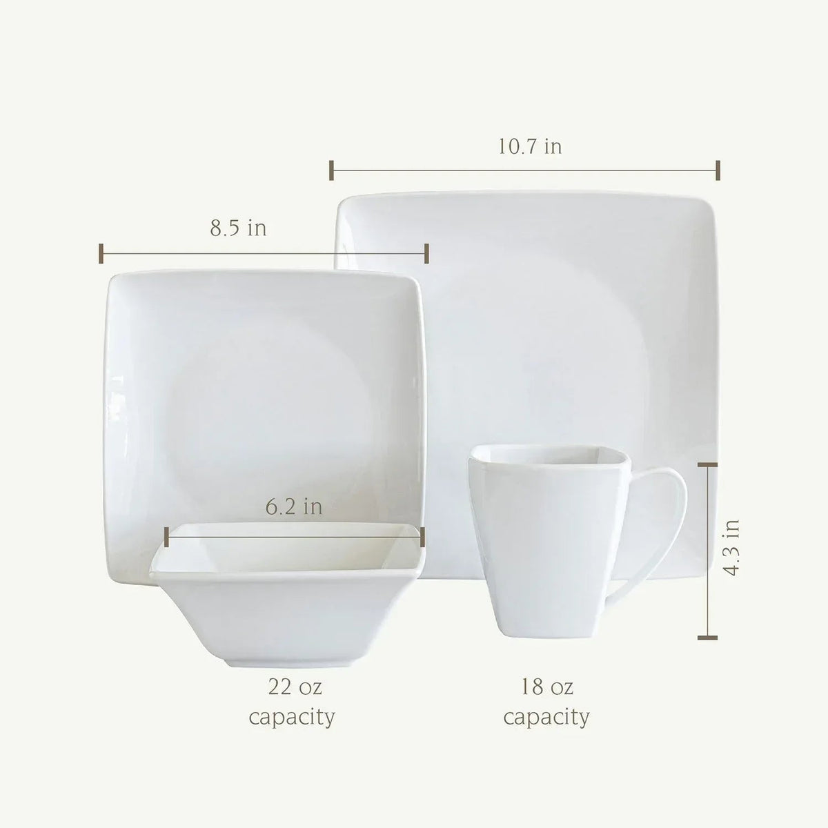 Over&back 32-Piece Squared Dinnerware Set