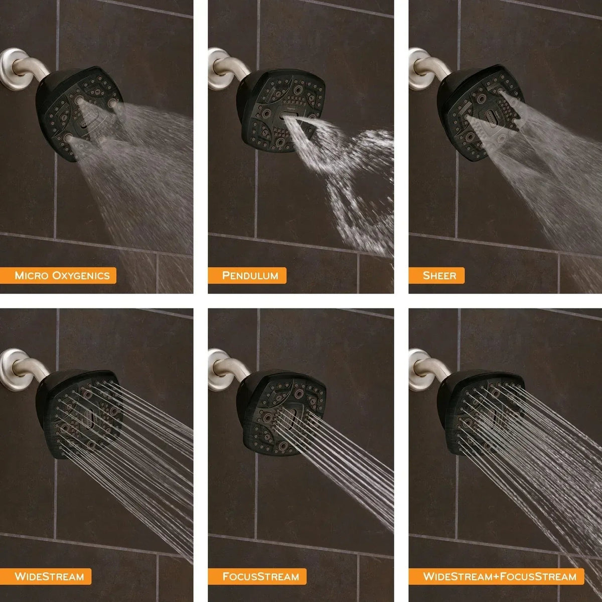 Oxygenics Square 6-Setting Fixed Shower Head (Assorted Colors)