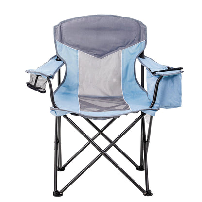 Ozark Trail Adult Oversized Mesh Camp Chair with Cooler, Green & Gray