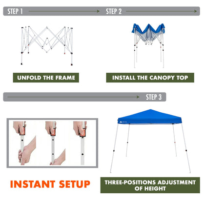 Ozark Trail 10' x 10' Instant Slant Leg Pop-up Canopy, Outdoor Shading Shelter, Blue