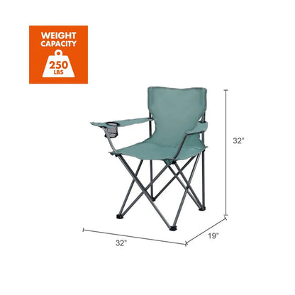 Ozark Trail Folding Camp Chair with Cup Holder – Lightweight, Portable Outdoor Chair for Camping, Tailgating & Sports – Green Goddess