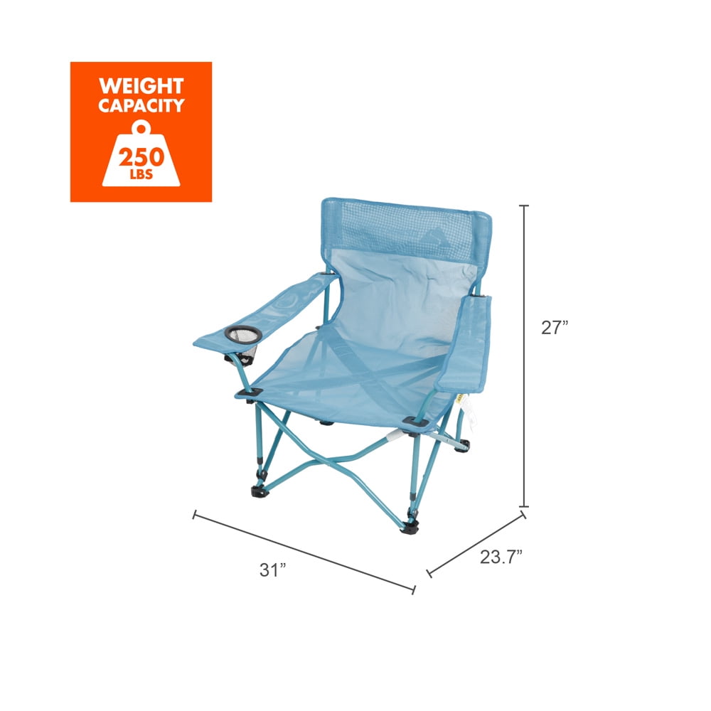 Ozark Trail Quad Folding Beach Chair with Cupholder, Aqua