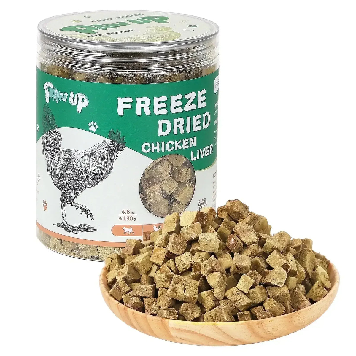 PAWUP Chicken Liver Freeze Dried Dog and Cat Treats, Single Ingredient, Grain Free, No Additives, High Protein Dog Toppers for Training, 4.6oz