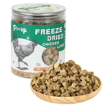 PAWUP Chicken Liver Freeze Dried Dog and Cat Treats, Single Ingredient, Grain Free, No Additives, High Protein Dog Toppers for Training, 4.6oz