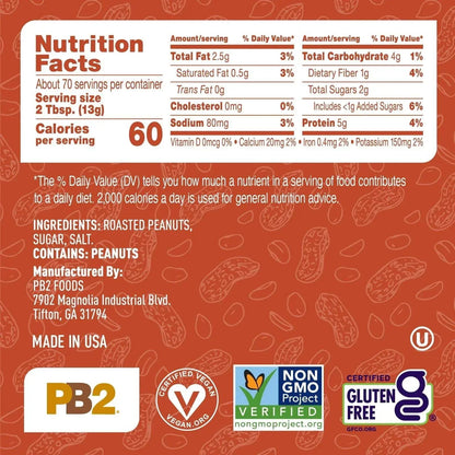 PB2 Crunchy Powdered Peanut Butter - Peanut Butter Powder with Small Crunchy Peanut Pieces