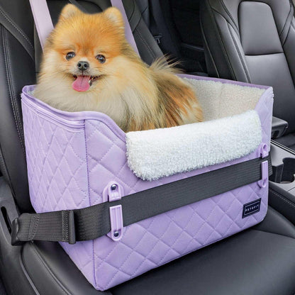 PETSFIT Pet Booster Car Seat for Small Dogs, Puppy Stable Car Seat for Car with Clip-On Leash,Up to 25lbs，Black
