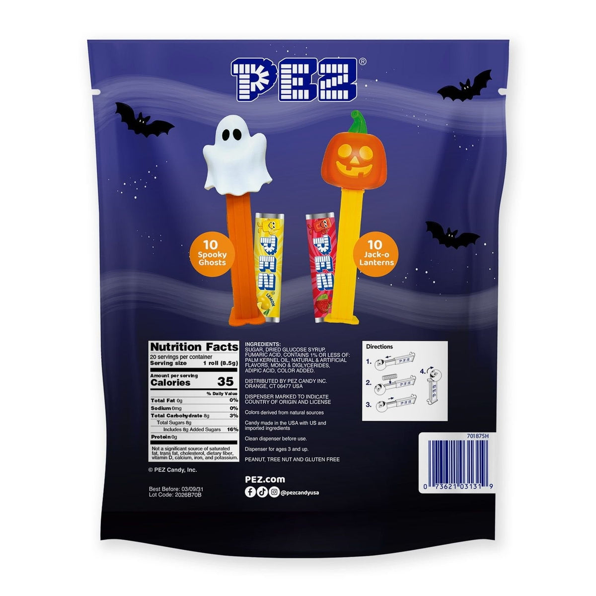 PEZ Halloween Candy & Dispensers Party Bag, 20 ct.