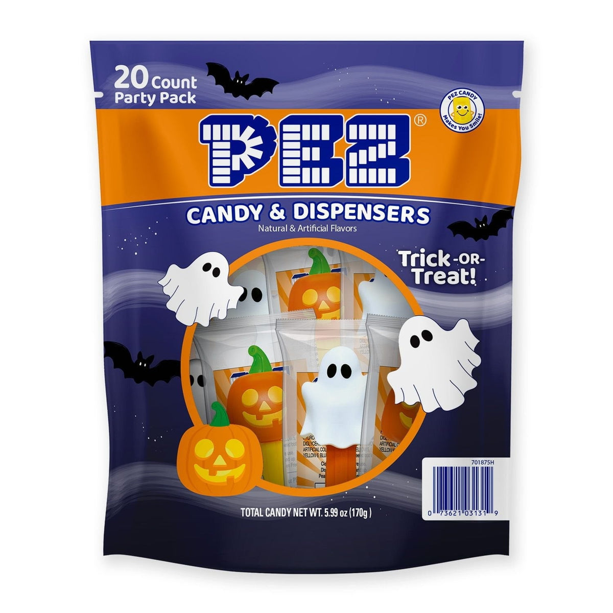 PEZ Halloween Candy & Dispensers Party Bag, 20 ct.