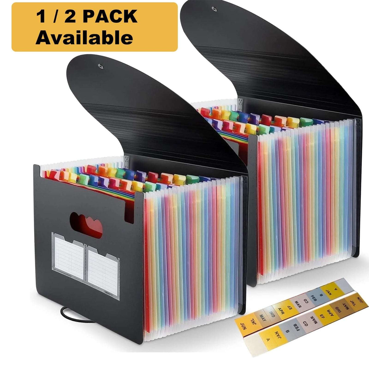 PHANCIR 24 Pocket Accordion File Organizer Thicker & Sturdy, Freestanding File Paper Folder with Labels for Classroom, Home, Office and Travel